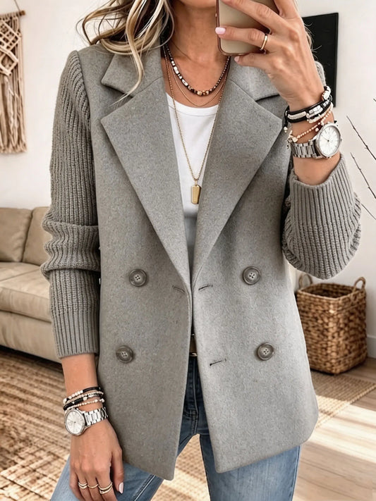 Margaux™ | Casaco elegante com mangas em malha – chique, quente e com um estilo descontraído