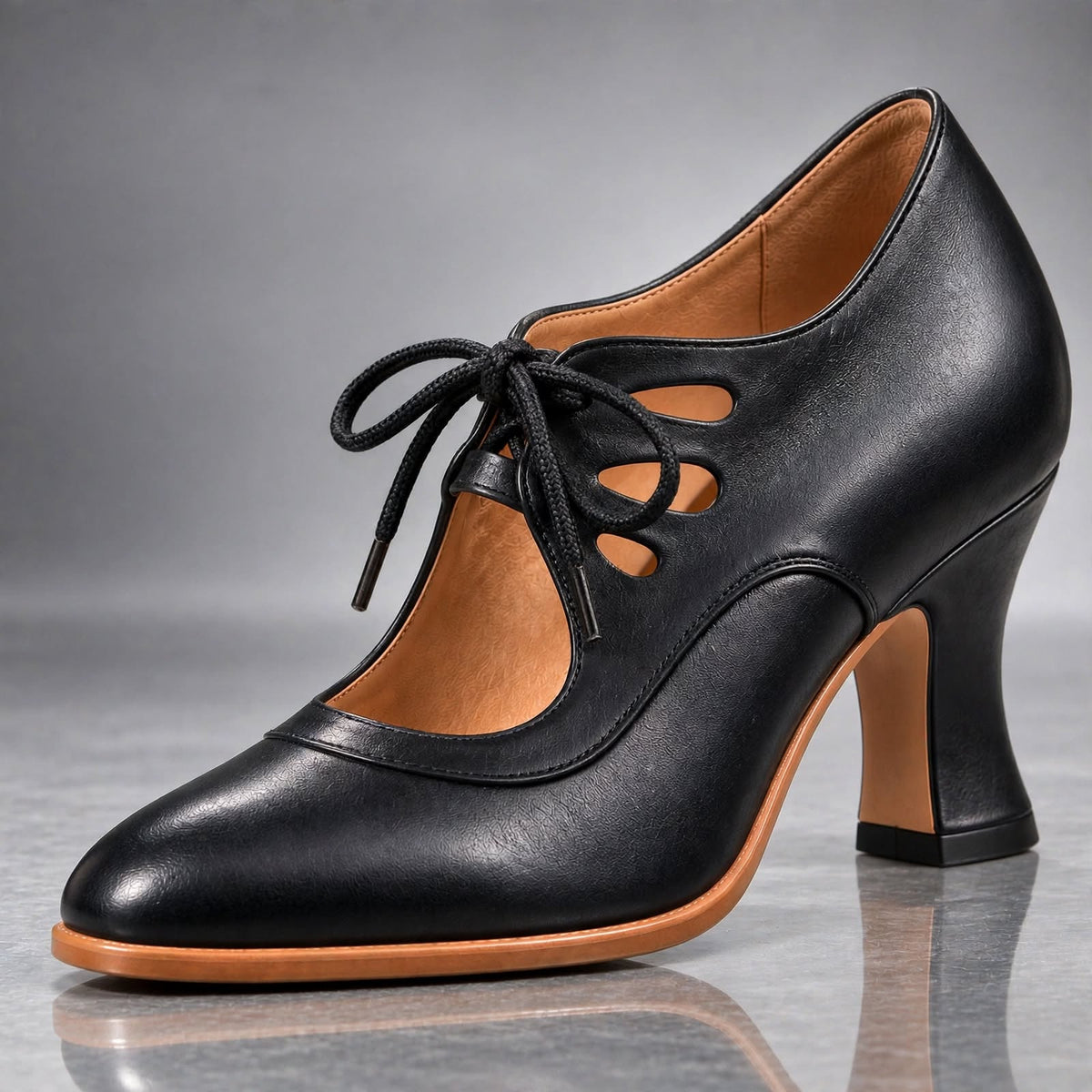 Audrey™ | Sapatos de Salto com Atacadores em Pele