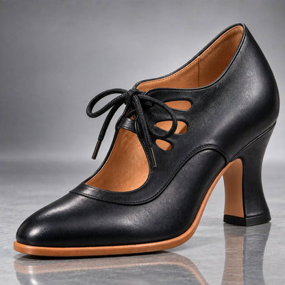 Audrey™ | Sapatos de Salto com Atacadores em Pele
