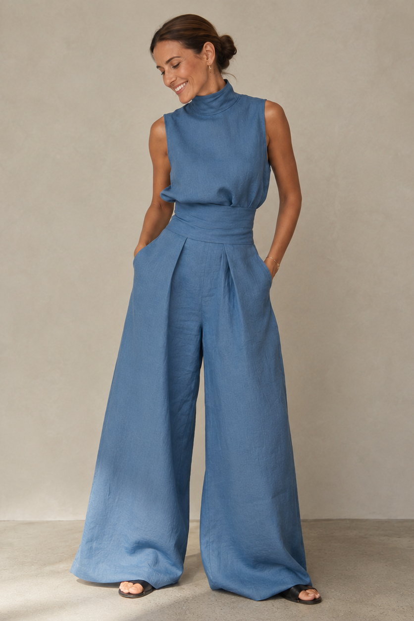 Sofia™ | Conjunto de Duas Peças em Bambu e Linho, Fluido e Elegante