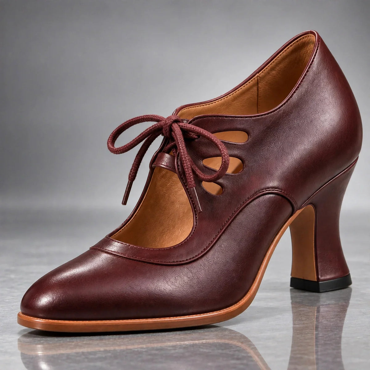 Audrey™ | Sapatos de Salto com Atacadores em Pele