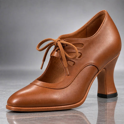 Audrey™ | Sapatos de Salto com Atacadores em Pele