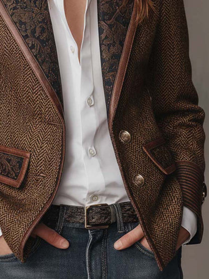 Domitille™ | Blazer de mulher com padrão espinhado e aplicações estampadas