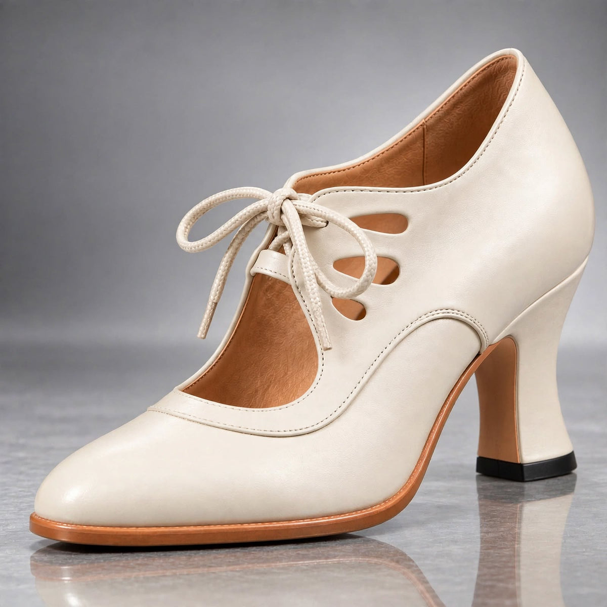 Audrey™ | Sapatos de Salto com Atacadores em Pele