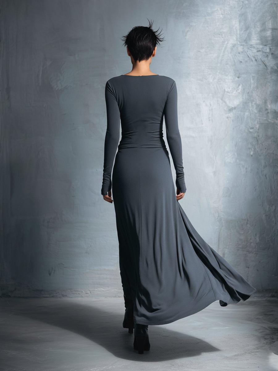 Constança™ | Vestido Comprido Fluido com Drapeado