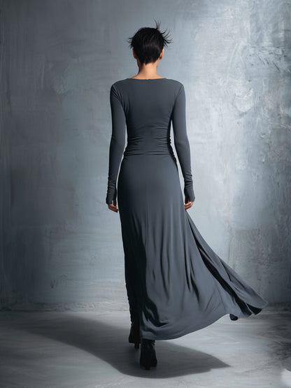 Constança™ | Vestido Comprido Fluido com Drapeado