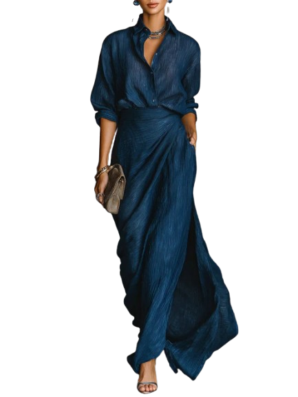 Joana™ | Conjunto Elegante de Camisa e Saia Comprida