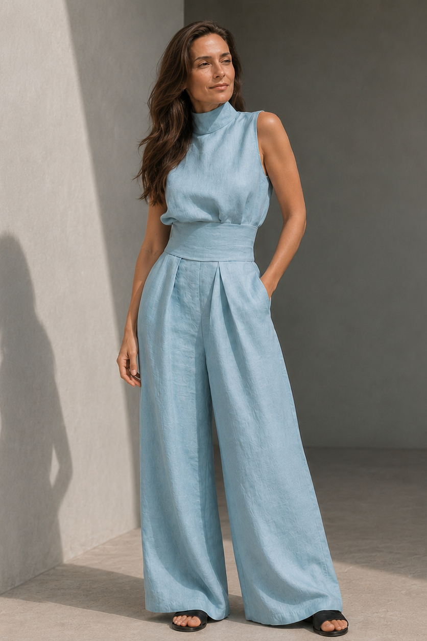 Sofia™ | Conjunto de Duas Peças em Bambu e Linho, Fluido e Elegante