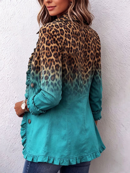 Ursule™ | Casaco Leopardo Degradé com Folhos