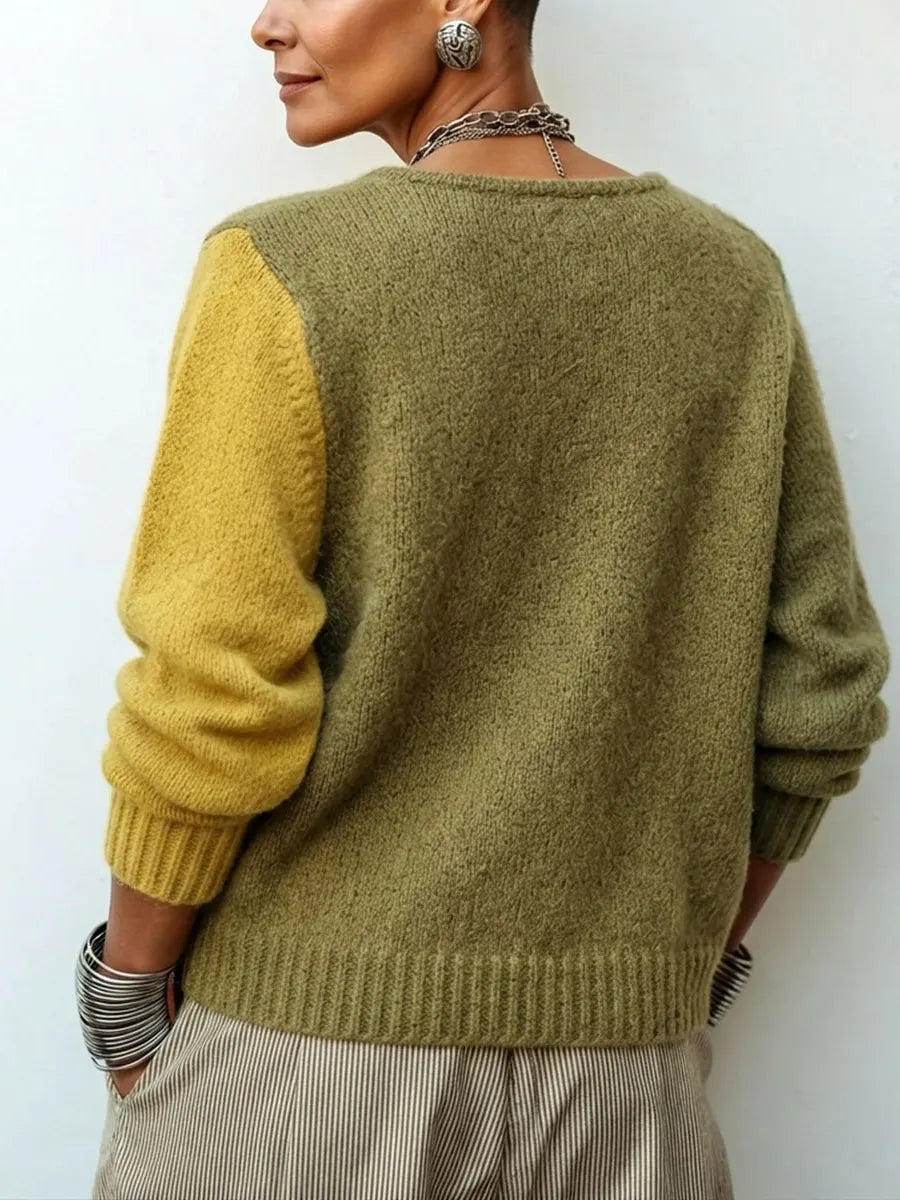 Domitille™ | Cardigan Oversize Color-Block em Malha