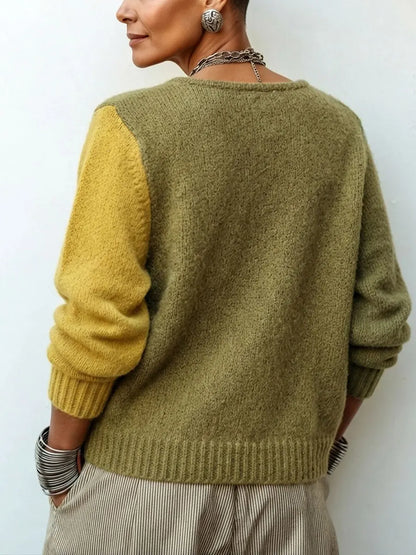 Domitille™ | Cardigan Oversize Color-Block em Malha