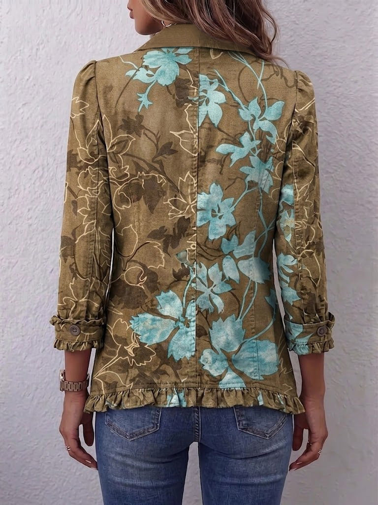 Yolande™ | Casaco Floral Degradé com Folhos