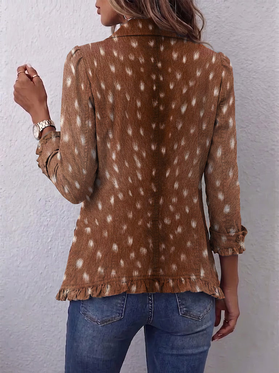 Agathe™ | Casaco com Estampado Animal e Folhos