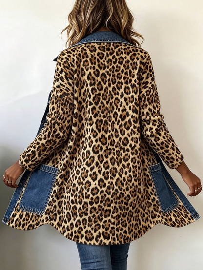 Eugénie™ | Casaco Comprido com Padrão Leopardo e Jeans
