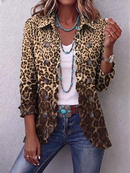 Renée™ | Casaco Leopardo com Folhos