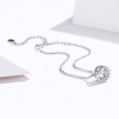 Lumière™ | Pulseira de Corrente Delicada com Cristal Solitário Cravado