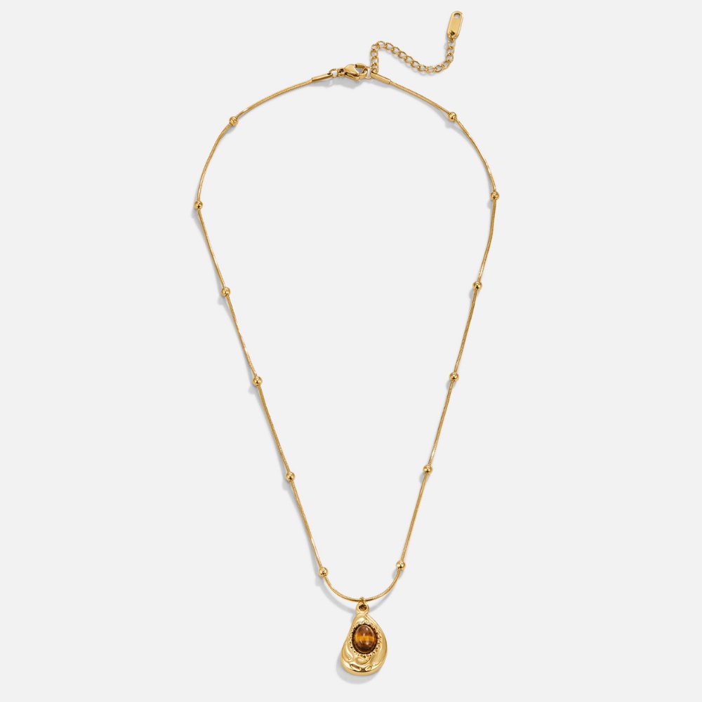 Victoire™ | Colar Elegante em Ouro com Pedra Olho-de-Tigre