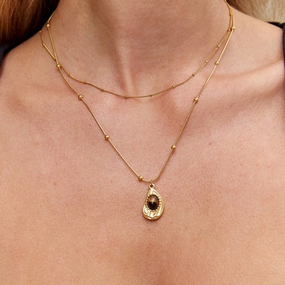 Victoire™ | Colar Elegante em Ouro com Pedra Olho-de-Tigre
